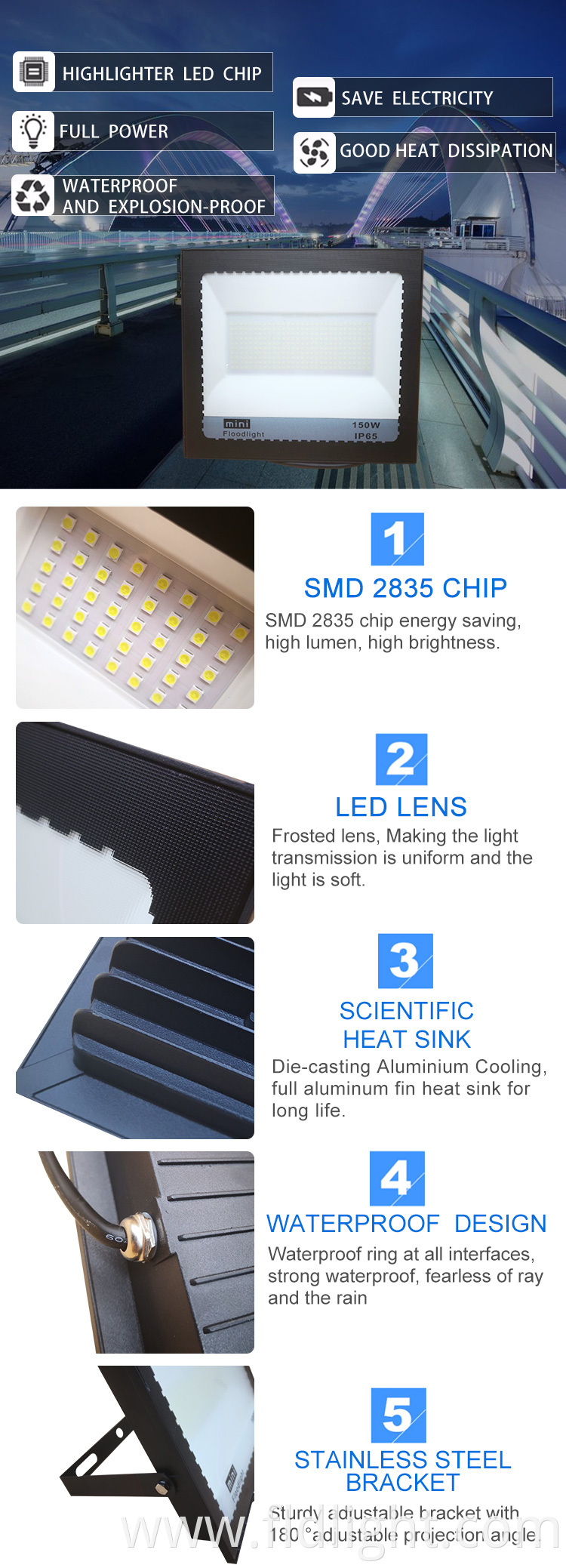  led flood light high power 